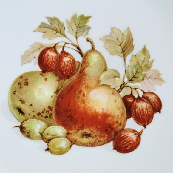 Vintage PM Jaeger & Co. Harvest Dinner Plate, Pear & Figs, Heavy Gold Trim - Picture 2 of 10